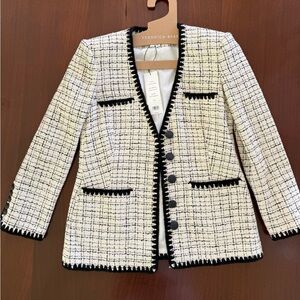 Veronica Beard Black and Cream Tweed Blazer